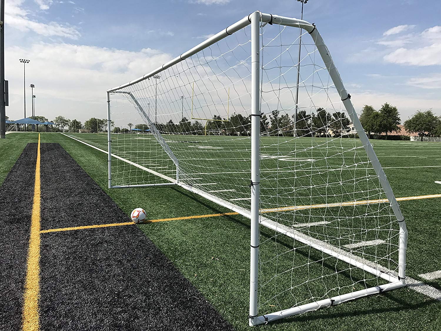 Details about   Soccer Goal 6' x 4' Yellow Steel Tubing Backyard Play With 30 Self-Stick Straps 
