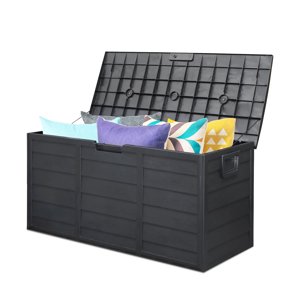 75 Gallon Deck Box Waterproof Resin Outdoor Storage Box Outdoor Storage | Waterproof Resin Outdoor Storage Box Black
