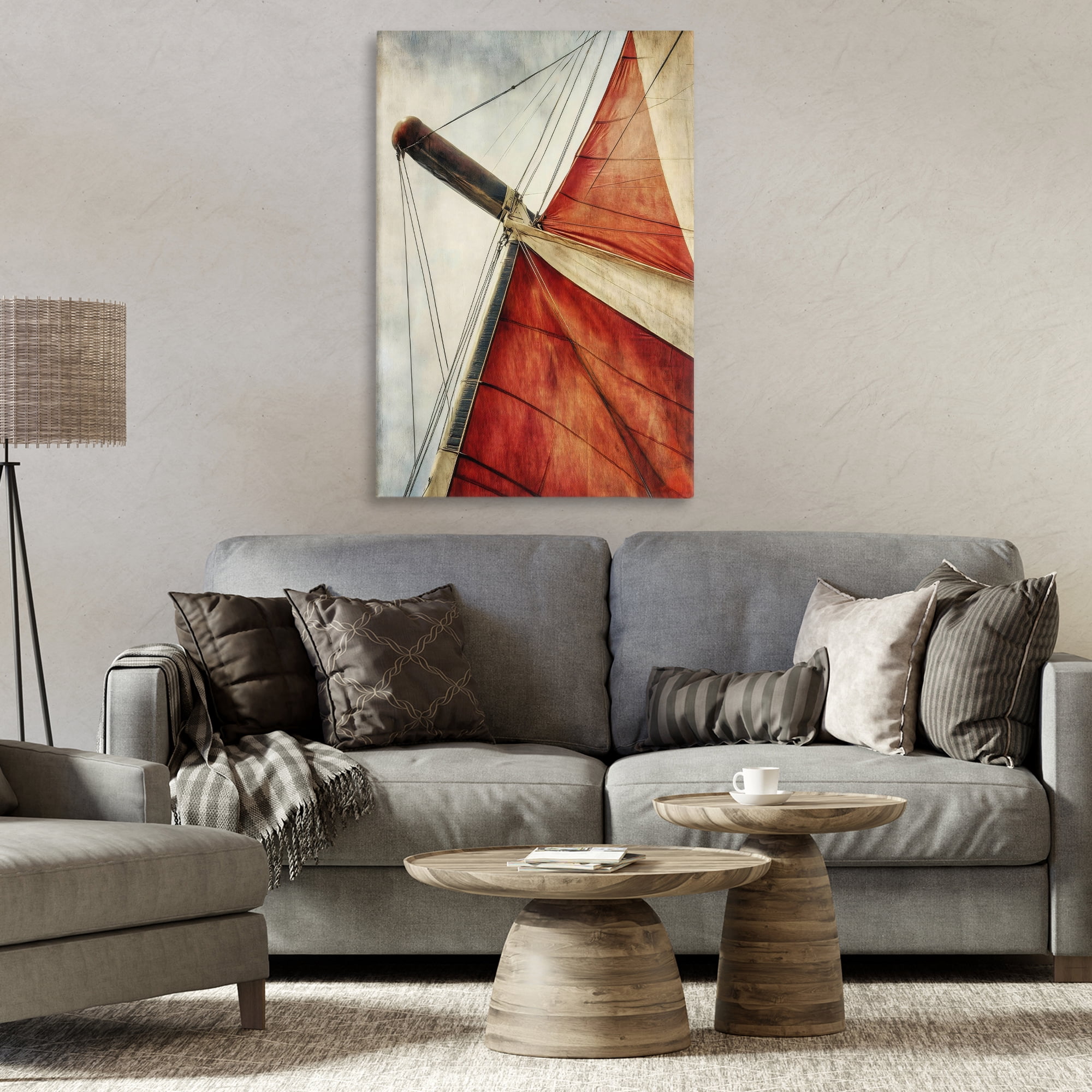 Stupell Industries Red Sail at Sea Canvas Wall Art, design by Creative Studio
