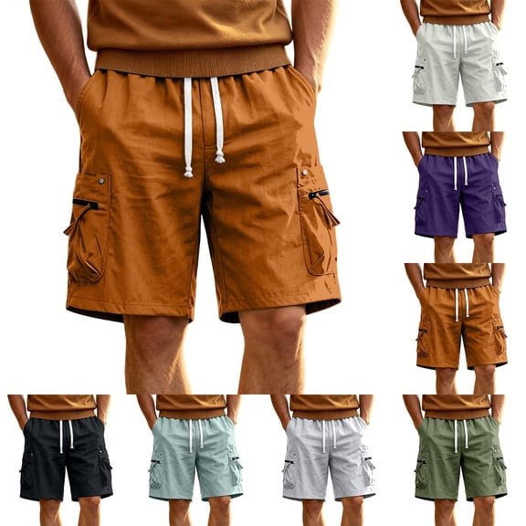 EOYWHK Beach Shorts with Pockets Elastic Waist Stretchy Mens Casual Shorts Soft Lightweight Breathable Casual Activewear for Men Army Green, Size L
