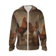 thumbnail image 1 of Balery Oil Painting Chicken And Duck Sudadera ligera de manga larga con capucha y protección solar UPF 50+ para hombre y mujer, ideal para pesca y running-3X-Large, 1 of 7