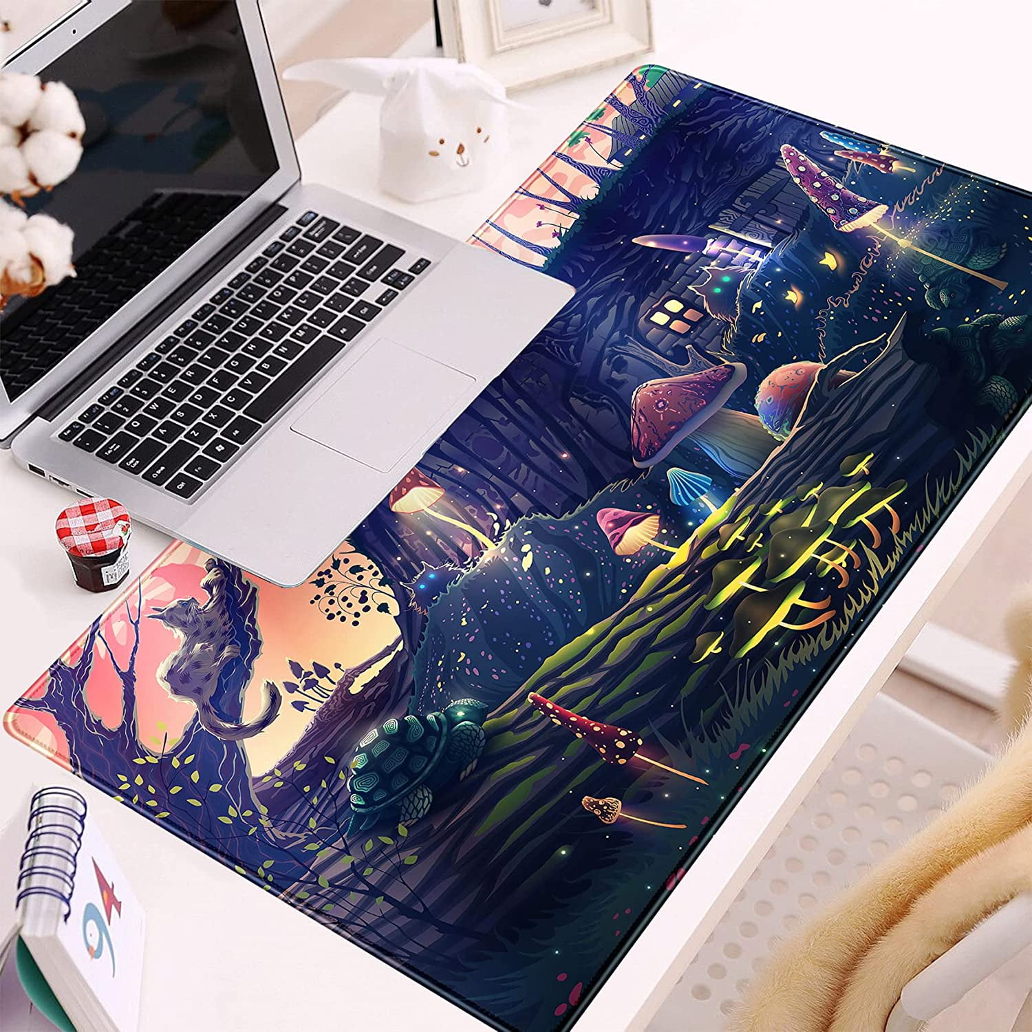 Cute Desk Mat Anime Cartoon Desk Pad Mouse Pad Kawaii Large Yellow Shiba  Inu Gaming Mousepad XXL Laptop Keyboard Desktop Writing Pad Stitched Edge Desk  Accessories for Girls Students 31.5''''X15.7'''' 