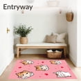thumbnail image 3 of ODIKA 6'x9' Machine Washable Non-Slip Area Rug, Whimsical Cat Portrait Anti Slip Cartoon Art High Traffic Rug, Pink, 719139, 3 of 7