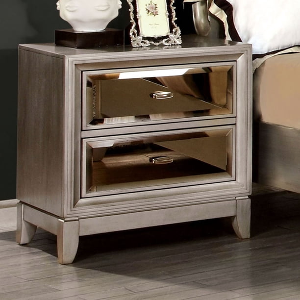 Furniture Of America Glaciara 2 Drawer Nightstand Walmart Com Walmart Com