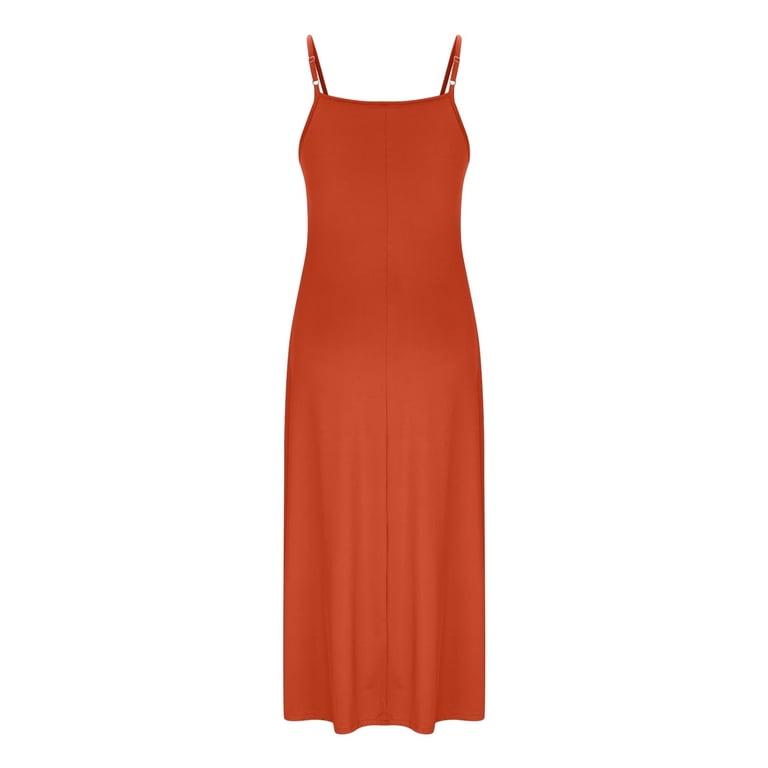 Burnt Orange Sleeveless Spaghetti Strap Dresses for Women Summer Fall Vneck  Maxi Long Beach Casual Bohemian Hawaiian Tropical Basic Dresses Sun Dress  Women 2025 M - Walmart.com