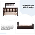 thumbnail image 3 of Twin Bed Frame with Trundle, PAPROOS Solid Wood Platform Beds, Twin Size Platform Bed Frame with Headboard and Footboard for Boys Girls, No Box Spring Needed, Espresso, 3 of 11