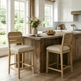 thumbnail image 6 of Dayalane 26" Counter Height Bar Stools Set of 2, Farmhouse Wooden Bar Stools with Ladder Back, Chenille Upholstered Kitchen Island Chairs for for Island Bar Island Cafe Kitchen, Beige, 6 of 12