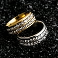 thumbnail image 3 of Lifetechs Ring Wide-width Fadeless Titanium Steel Double Rows Rhinestone Unisex Jewelry, 3 of 8