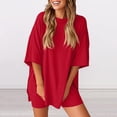 thumbnail image 5 of Lumtrix Womens Lounge Sets Shorts 2 Piece Matching Oversized T Shirt Biker Short Summer Outfits 2026 Casual Sweatsuits Spring Clothes Red XL, 5 of 5