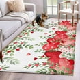 thumbnail image 2 of Valentine's Day Washable Area Rug&nbsp;3x5ft Watercolor Red Pink Love Heart Roses Floral Leaf Soft Rectangle&nbsp;Rugs for Living Room, Non Slip Carpet for Bedroom&nbsp;Entryway Dining Room, 2 of 9