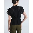 thumbnail image 3 of Scoop Women’s Lace Ruffle Peplum Blouse with Short Sleeves, Sizes XS-XXL, 3 of 5