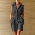 thumbnail image 6 of Yteetum Jumpsuits for Women Summer Turndown Collared Button Down Rompers Women Casual Solid Stand Collared Loose Lightweight Comfy Overalls, 6 of 9