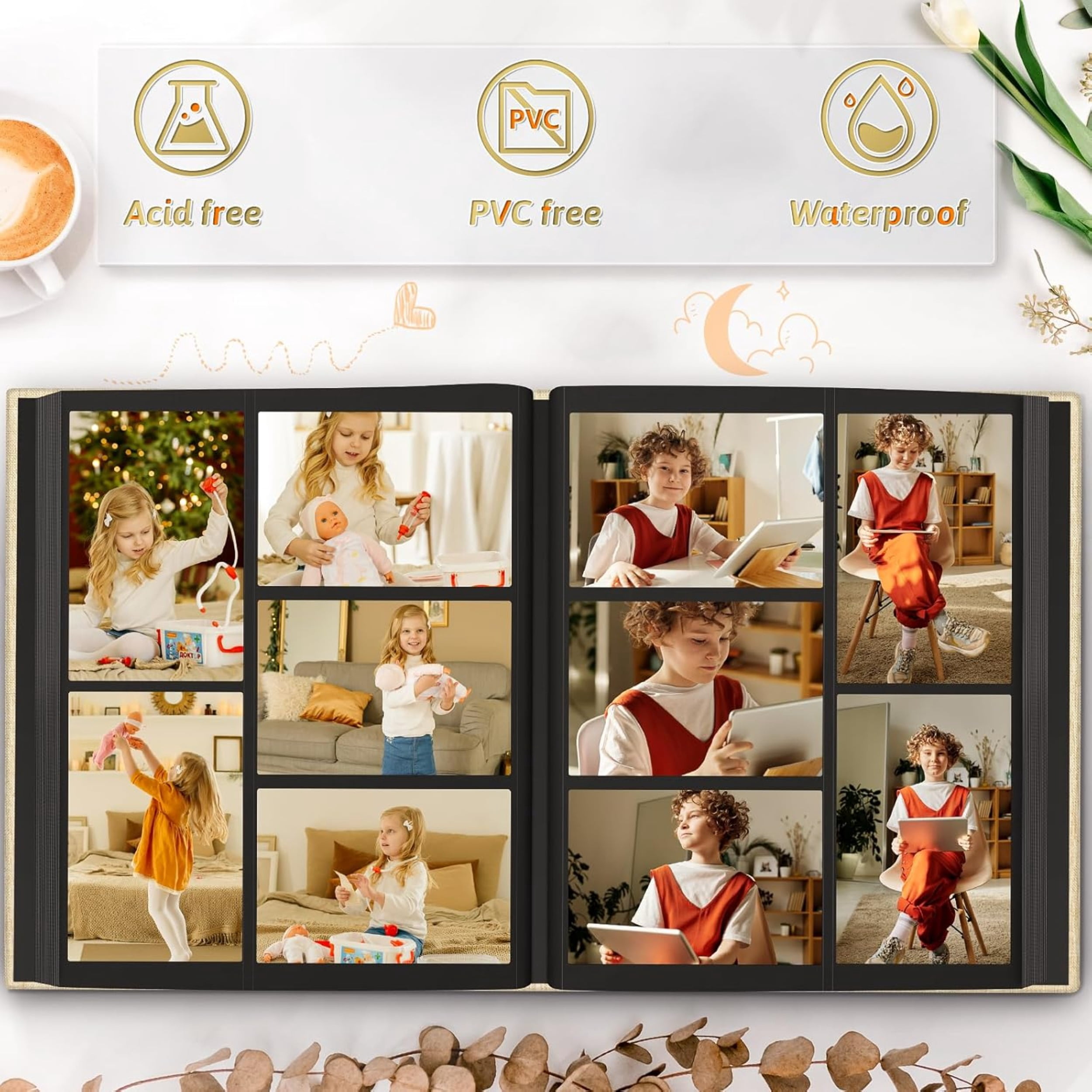 Photo Album 4x6 200/600 Pockets for Wedding Gifts, Linen Hardcover Picture Albums for Family Anniversary Baby Vacation Pictures