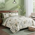 thumbnail image 2 of Move Over Green Floral Duvet Cover Set Queen 100% Cotton Floral Bedding Set 3 Pieces Soft and Breathable Vintage Style Green Floral Comforter Cover Set for All Seasons, 2 of 9