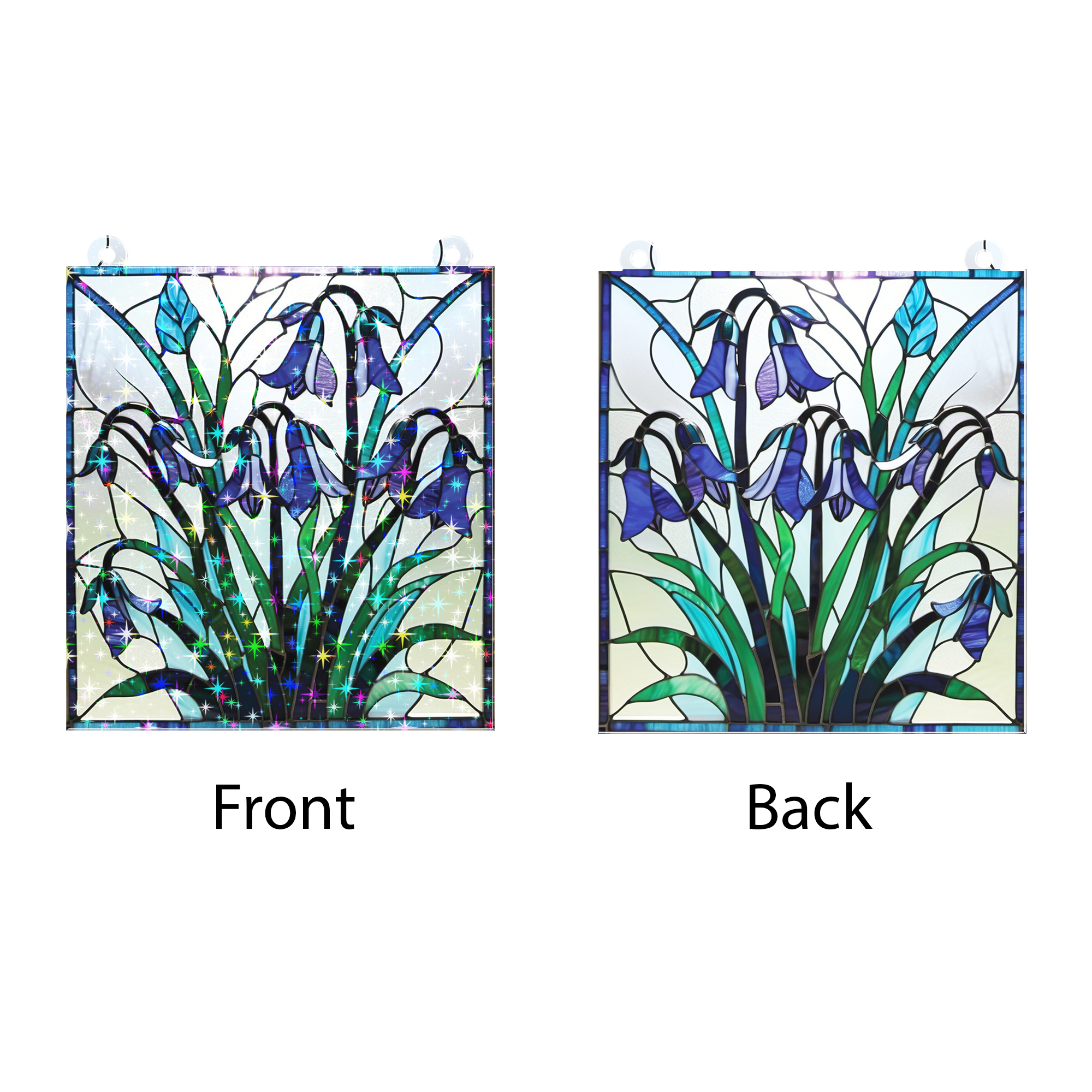 89Bloom Bluebell Stained Glass Hologram Ornament, Stained Glass Suncatcher Ornaments Home Decor, Holographic Ornaments