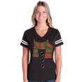 thumbnail image 1 of Womens Christmas Snowman Scarf Football V-Neck T-Shirt, 1 of 5
