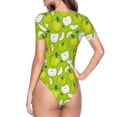 thumbnail image 4 of Balery Green Apple Women's Short Sleevee Crew Neck Bodysuit Tops Short Sleeve Tops Basic-Large, 4 of 9