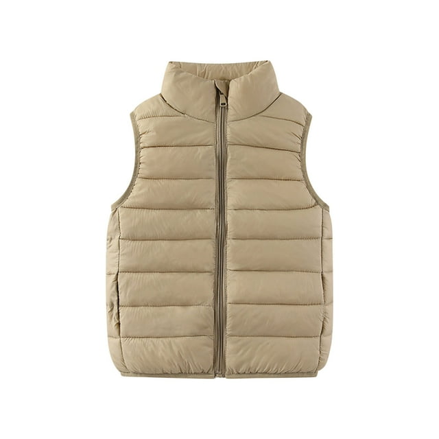 Gilet Sans Manches pour Enfants, Mélange de Polyester avec Fermeture Éclair et Poche avant, Design Col Rond, Noir, Taille 110 cm