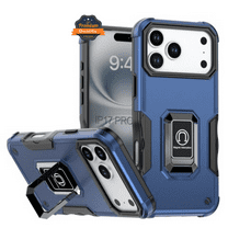 For Apple iPhone 17 PRO MAX Hybrid Shockproof Case with Magnetic Ring Stand rubber TPU Frame Cover [Blue]