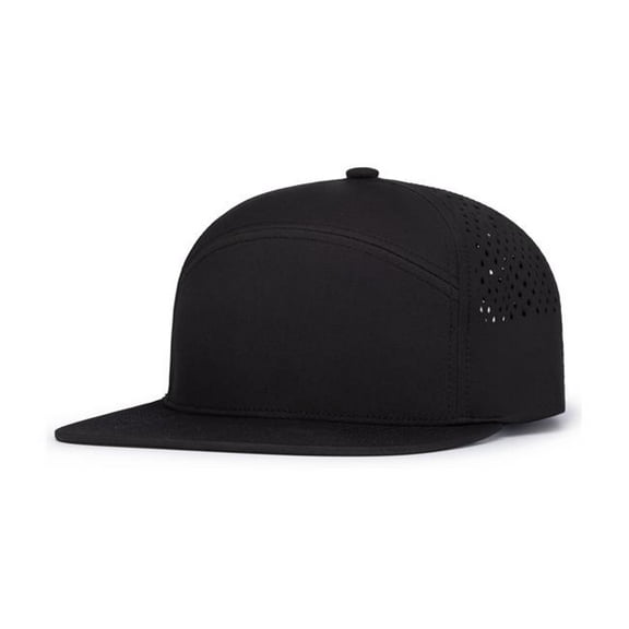 Pacific Headwear  Perforated 6-Panel Arch Cap, Black - One Size