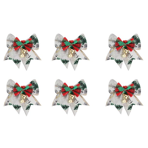 Paquete de 6 lazos de árbol de Navidad, adornos de campana, hogar, jardín, adornos de árbol de Navidad, decoración de Año Nuevo