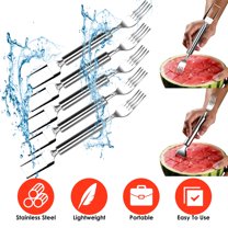 Moclever 5Pcs 2 in 1 Watermelon Fork Slicer, Stainless Steel Dual Head Watermelon Cutter Slicer Tool for Kitchen Family Gathering Camping, Silver