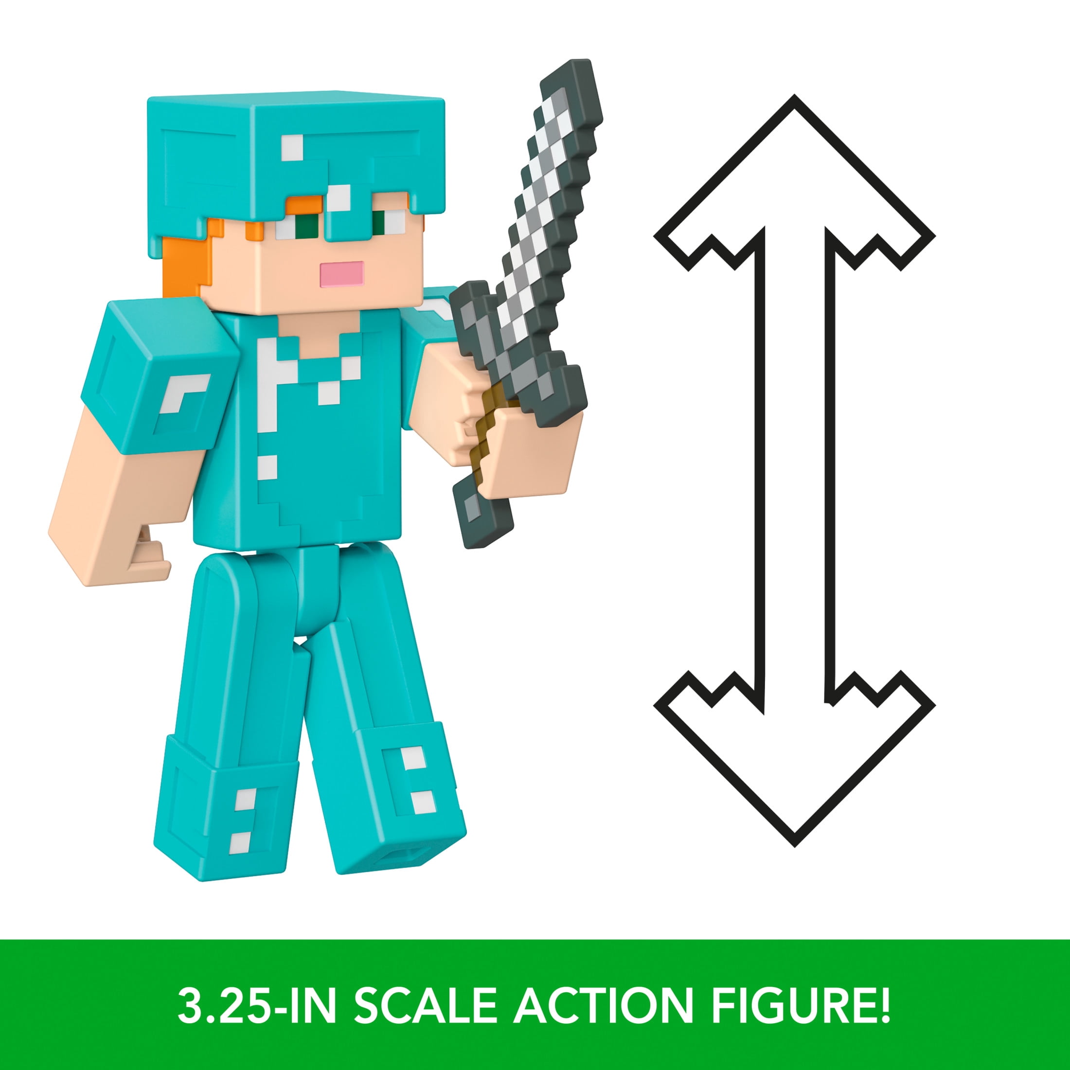 Minecraft Action Figures & Accessories Collection, 3.25-in Scale & Pixelated Design (Characters May Vary)