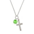 thumbnail image 2 of Delight Jewelry 12mm Crystal Rivoli - Lime Green Be Strong and Courageous Engraved Cross Zoey Necklace, 28", 2 of 4