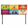 thumbnail image 3 of Circus Headboard, Carnival Time Fun Clown Balloons Ice Cream Cart Watercolor Illustration, Upholstered Decorative Metal Bed Headboard with Memory Foam, Full Size, Multicolor, by Ambesonne, 3 of 4