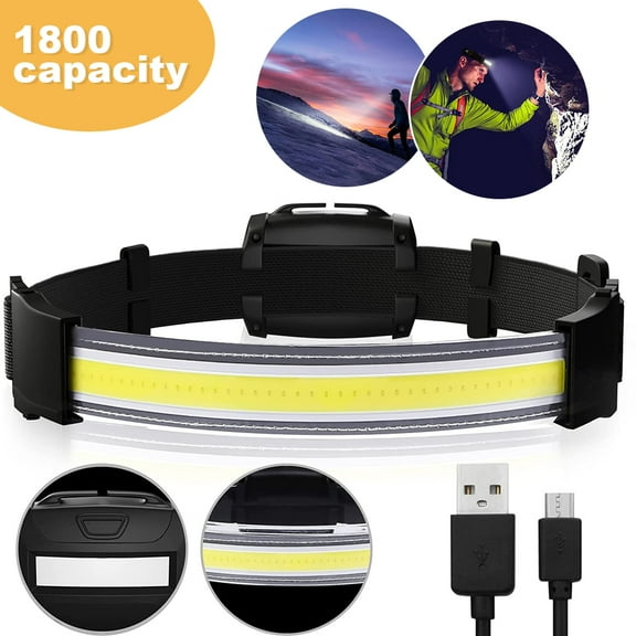LNGOOR LED Headlamp Flashlight, 220° Wide Angle Headlight Waterproof USB Rechargeable LED Head Light with 3 Modes for Camping Fishing and Outdoor