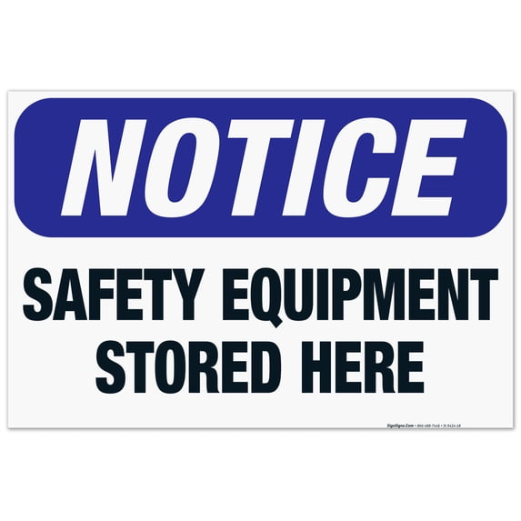 Safety Equipment Stored Here Sign, OSHA Sign, 24x36 Corrugated Plastic