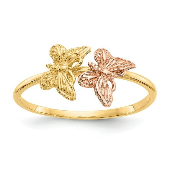 14k Two-Tone Gold Polished Butterfly Ring - Size 7.00