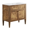 thumbnail image 2 of Modway Elysian 36" Wood Bathroom Vanity in White Brown, 2 of 10