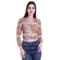 thumbnail image 1 of Moomaya Round Neck Long Sleeve Crop Top Workout Elastic Waist Women Blouses, 1 of 5