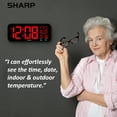 thumbnail image 2 of SHARP Large Oversized Screen LED Clock with Outdoor/Indoor Temperature with Outdoor Sensor, with Date and Day of Week – 14 inch Clock with 4 inch Digits, 2 of 7
