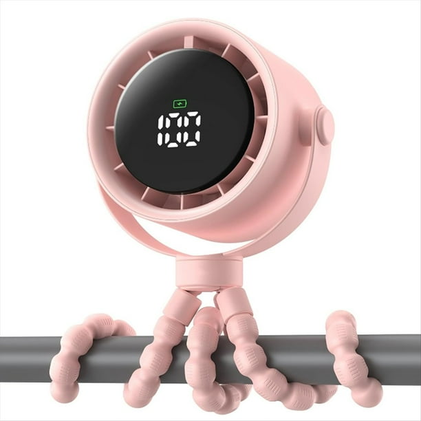 Ventilador para Cochecito de , Recargable, Portátil, con Clip y Pantalla LED, Rotación de 360°, para Cuna.