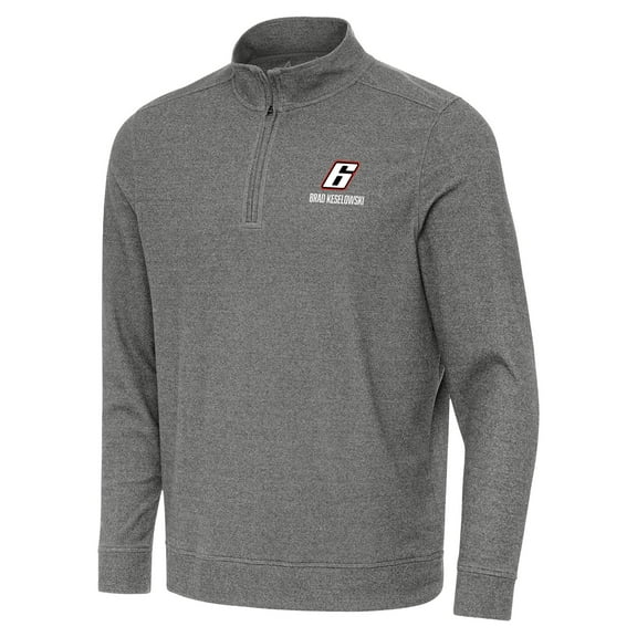 Men's-Antigua  Heather Black Brad Keselowski Subtle Quarter-Zip Pullover Top