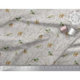 thumbnail image 1 of Soimoi Gray Poly Georgette Fabric Leaves & Flowerpecker Bird Decor Fabric Printed Yard 52 Inch Wide, 1 of 5