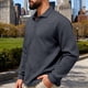 thumbnail image 1 of Blusa y camisa de manga larga con cuello vuelto para hombre, color liso, informal, con botones, cárdigan de media manga, top de solapa de manga larga, blusas de poliéster para hombre, 1 of 9