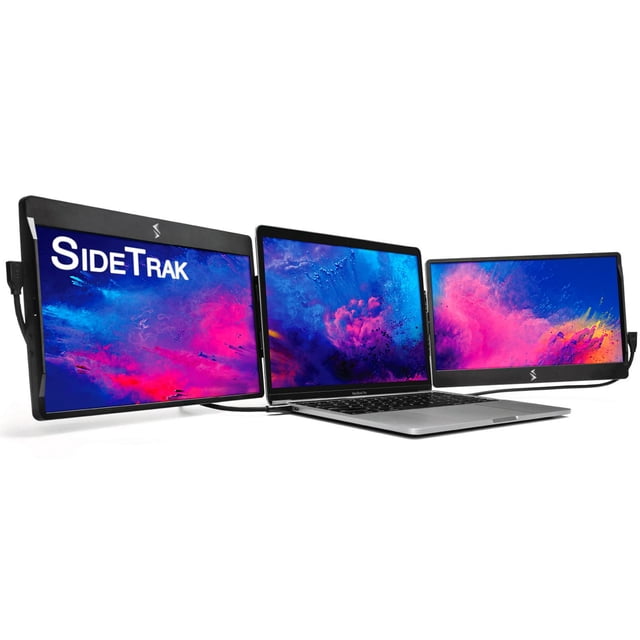 SideTrak Monitor portátil giratorio de 12,5" para computadora portátil, bisagra giratoria patentada, configuración de computadora portátil de pantalla triple | Pantalla dual FHD con soporte, USB-C y H