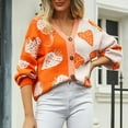 thumbnail image 7 of Womens Strawberry Cardigan Fall Long Sleeve Open Front Knit Sweater Casual Cute Graphic Cardigans Preppy Clothes Orange, M, 7 of 7