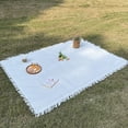thumbnail image 2 of Picnic Blanket Outdoor Blanket Foldable Blanket Picnic Mat Beach Mat for Camping Lawn Beach Grass, Kitchen Tassel Tablecloth Table Decor, 35"x59"(White), 2 of 5