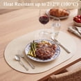 thumbnail image 6 of Vaukki Oval Vinyl Placemats Set of 6, Waterproof Faux Leather Table Mats, Heat Resistant Non Slip Wipeable for Dining Table, Beige, 6 of 12