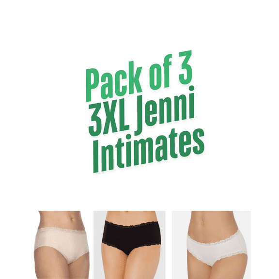 3XL Pack of 3 Hipster White Black and Chai Jenni Intimates Women;s Underwear