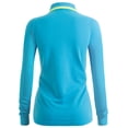 thumbnail image 3 of CLOVERY Women's Activewear Contrast 2-Button Long Sleeve Polo Shirt (S-3XL), 3 of 5