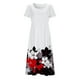thumbnail image 2 of Gibobby Vestidos Casuales para Mujer Vestido casual de manga corta con cuello redondo y estampado de flores sexy y elegante a la moda para mujer (2)(Blanco,M), 2 of 4
