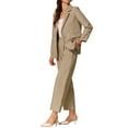 thumbnail image 4 of Women's Two Piece Sets Dressy Business Work Office Casual Outfits Blazer Pantsuits Sets XS Khaki, 4 of 6