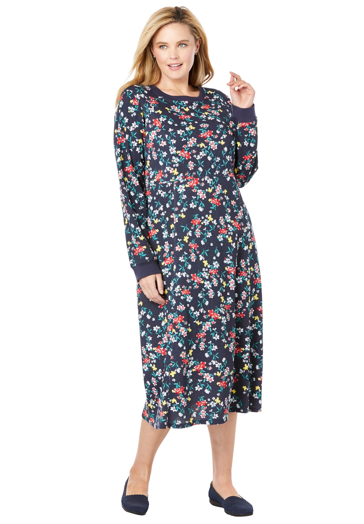 Woman Within Women's Plus Size Thermal Knit ALine Dress