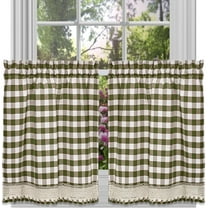 Sweet Home Collection Kitchen Window Curtain Panel Treatment Decorative Buffalo Check Design, 36", Sage(Pack of 24)