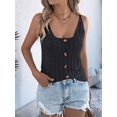 thumbnail image 2 of Dycnvjo Women Knit Sweater Vest Tops Y2k Button Front V-Neck Sleeveless Crochet Going Out Tank Top Streetwear Black XL, 2 of 8